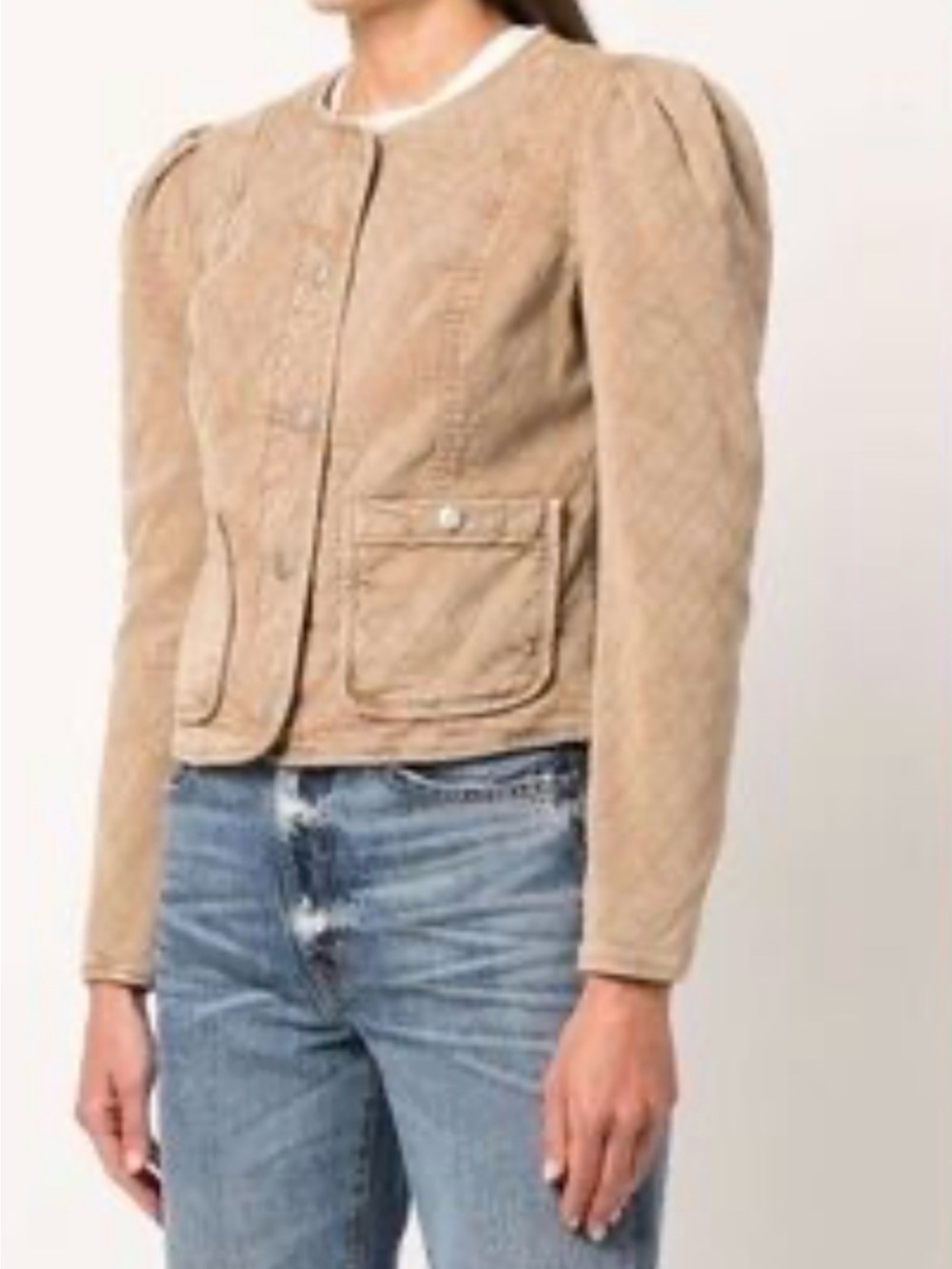 Veronica Beard Camilla Quilted Jacket in Tan Sierra